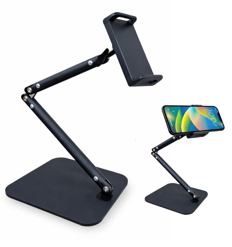 طلال حامل هاتف معدني شديد التحمل، قابل للتعديل والطي، ذراع طويل مرن، حامل هاتف مكتبي، حامل بمشبك، حامل آيفون، حامل هاتف محمول، حامل كاميرا وثائق، حامل ألومنيوم عالمي مرن قابل للدوران 360 درجة - Image 1